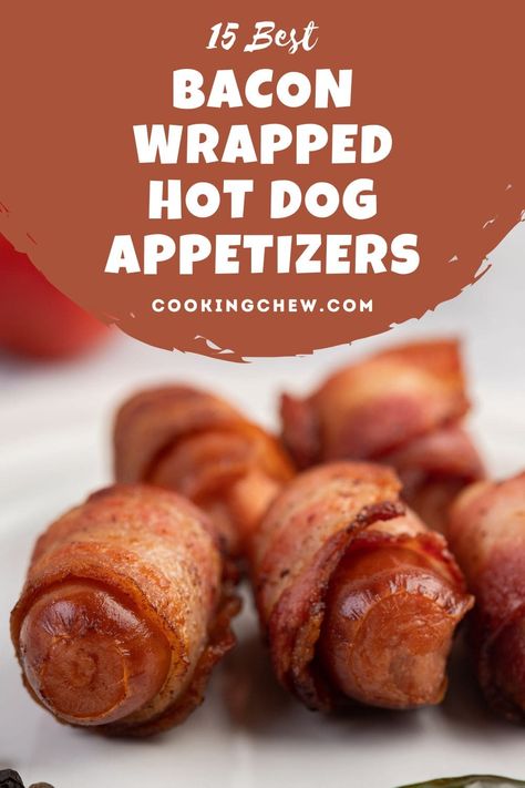 Bacon Wrapped Hot Dogs In Oven, Bacon Wrapped Weenies, Bacon Wrapped Hot Dog, Summer Grill Party, Hot Dog Appetizers, Deep Fried Bacon, Bacon Wrapped Cheese, List Of Appetizers, Fried Hot Dogs