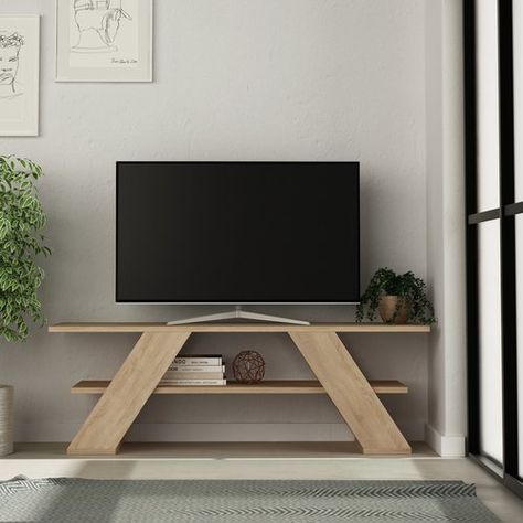 Small Tv Stand For Bedroom, Tv Stand Designs Simple, Diy Small Tv Stand Ideas, Wooden Tv Table Ideas, Simple Tv Stand Ideas, Speaker Stands Ideas, Diy Tv Stand Ideas, Wall Rack Design, Simple Tv Stand