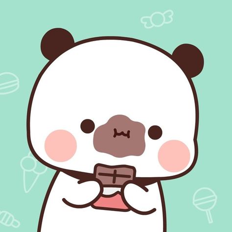 Bears Matching Icons, Ssjg Goku, Couple Profile Pic, Bubu And Dudu, Dudu Bubu, Eating Chocolate, Couple Profile, Chibi Cat, Bear Panda