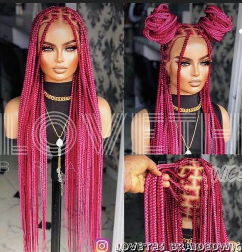 Ombré Knotless, Small Knotless Braids, Diy Hair Wig, Braided Wigs For Black Women, Affordable Human Hair Wigs, Small Knotless, Braid Extensions, Red Hair Looks, Knotless Box Braids