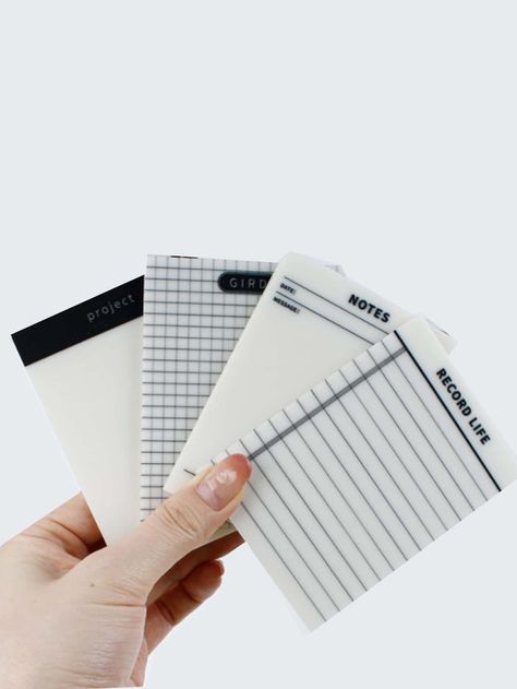 Black and White  Collar  PET Plaid Sticky Note Embellished   Notebooks & Writing Pads Black Stationary, Sticky Notes Aesthetic, School Sticky Notes, Clear Sticky Notes, Notes Project, Transparent Sticky Notes, Note Memo, Planning Stickers, Notecard Set