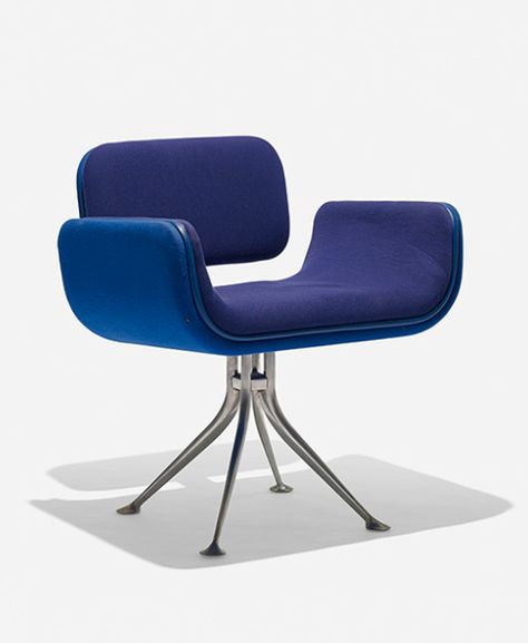 I want this for my desk so bad. Alexander Girard, armchair, 1967. For Herman Miller. Via Wright All Modern Furniture, Herman Miller Chair, Alexander Girard, Blue Armchair, Contemporary Modern Furniture, Graphic Design Studio, Single Chair, Blue Chair, Soft Seating