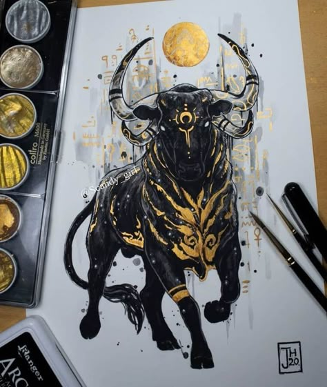 Jonna Hyttinen, Bull Art Drawing, Taurus Bull Tattoos, Taurus Art, Bull Art, Bull Tattoos, Taurus Tattoos, Tattoo Art Drawings, Mythical Creatures Art