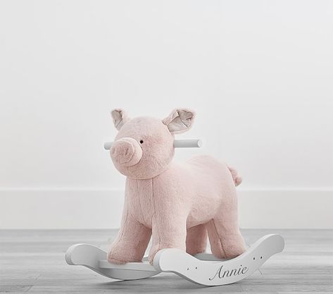 Pottery Barn Kids Pink Piglet Plush Nursery Rocker Pinch Pottery Ideas, Farm Theme Nursery, Pig Nursery, Nursery Rocker, Girl Nurseries, Toddler Gift Ideas, Baby Kicking, Baby Registry Items, Rocking Horses