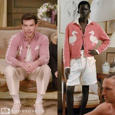 Press Junket: 2024 “Bridgerton” Luke Newton’s Pink Duck Cardigan Check more at https://www.shopyourtv.com/press-junket-2024-bridgerton-luke-newtons-pink-duck-cardigan/ Pedro Pascal Pink Sweater, Pink Button-up Knit Sweater, Pink Button-up Knit Cardigan, Pink