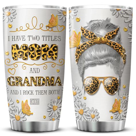 PRICES MAY VARY. Tumbler For Mom And Grandma - This stainless steel cup is a great option for you when choosing a gift for your mother or your grandmother, as a birthday gift or Christmas gift, enjoy and share your significant moment with her by giving this on special days like Mother's Day, holidays, etc. Double-layer Vacuum Insulation And BPA Free - This coffee tumbler reduces condensation and maintains the temperature of hot and cold drinks for an extended period. It can be used for both hot Grandma Tumbler, Coffee Mug With Lid, Stainless Steel Coffee Mugs, Mug With Lid, Bun Hair, Grandmother Gifts, Mom And Grandma, Coffee Tumbler, Stainless Steel Cups