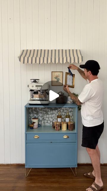 Jake on Instagram: "DIY COFFEE CART ☕️🛠👷
Can’t wait to make Brooke her morning coffee order request! ❤️ 

#coffeecart #coffeebar #homebarista #coffeecorner #restocked #homedecor" Coffee Filter Holder Ideas, Iced Coffee Station, Diy Coffee Cart, Diy Coffee Station, Coffee Filter Holder, Coffee Cart, Coffee Bars In Kitchen, Downtown Apartment, Coffee Carts