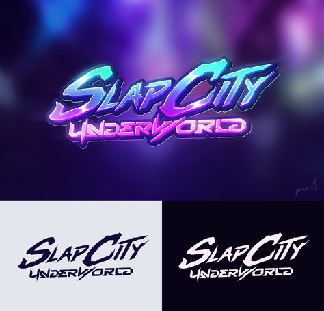 Sci-Fi cyberpunk Game Logo - Slap City 🏙💫 Neon Logo Design Ideas, Cyberpunk Logo Design, Sci Fi Logo, Neon Mobile, Neon Logo Design, Cyberpunk Logo, Cyberpunk Game, Game Logos, Video Game Logos