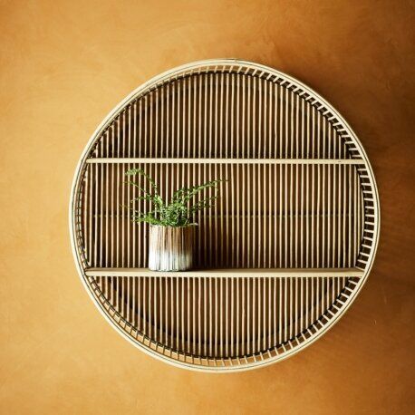 wOw! Go circular with this on-trend natural bamboo wall shelf from the Danish design house Madam Stoltz. Part of our wide range of this season's must-haves! Iris Hantverk, Wall Shelving Units, Plywood Shelves, Bamboo Shelf, Natural Furniture, Cane Furniture, Bamboo Wall, Mounted Shelves, Sendai