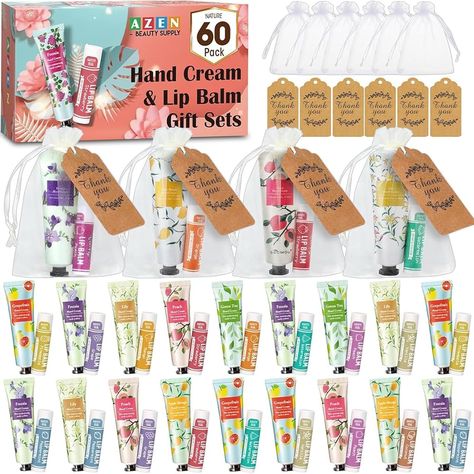 Amazon.com : AZEN 60 Sets Hand Cream Bulk and Lip Balm Bulk Set, Bridal Shower Gifts for Guests with Organza Bag Thank You Card, Thank You Gifts for Coworkers Women Men, Bridal Wedding Favors for Guests : Beauty & Personal Care Bridal Shower Gifts For Guests, Shower Gifts For Guests, Peach Lip Balm, Strawberry Lip Balm, Lip Balm Gift, Clay Crafts For Kids, Thank You Labels, Coworker Gifts, Gifts For Guests