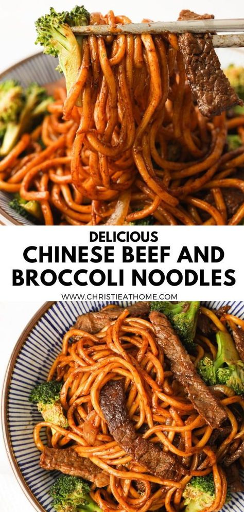 30-min. Beef and Broccoli Noodles. Thick egg noodles tossed in a delicious soy oyster sauce with tender beef and crunchy broccoli. A delicious noodle dish that will hit the spot for any meal. Recipe: https://christieathome.com/blog/beef-and-broccoli-noodles/ tags: beef and broccoli recipe easy, steak and broccoli recipes, beef and broccoli lo mein, beef broccoli noodle stir fry, beef broccoli noodle bowl, beef and broccoli noodles, beef and broccoli stir fry with noodles Beef And Broccoli Stir Fry With Noodles, Steak And Broccoli Recipes, Lo Mein Beef, Broccoli Noodle Stir Fry, Beef And Broccoli Lo Mein, Beef And Broccoli Noodles, Broccoli Lo Mein, Stir Fry With Noodles, Blanching Broccoli