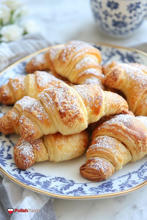 Polish Rogaliki With Jam Recipe (Rugelach) - Polish Feast Polish Breakfast, Polish Cookies, Rugelach Recipe, Crescent Cookies, Polish Desserts, Holiday Platters, Sweet Dough, Czech Recipes, Cakes Recipes