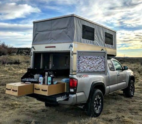 What is the Lightest Pop-Up Truck Camper? (8 Must-See Options) Overland Pop Up Camper, Popup Truck Camper, Truck Pop Up Camper, Tacoma Camper Build, Chevy Colorado Camper Shell, Truck Camper Conversion, Overland Truck Camper, Lightweight Truck Campers, Diy Truck Camper