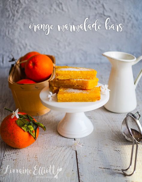 Orange bars seville orange recipe @ Not Quite Nigella Orange Bars, Orange Shortbread, Orange Recipe, Classic Lemon Bars, Seville Orange, Biscuit Pudding, Melting Moments, Shortbread Bars, Orange Marmalade