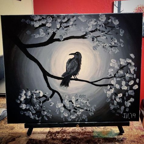 Grey And Black Painting Ideas, Black And Gray Painting Canvas, Grey Acrylic Painting Ideas, Monochromatic Painting Black And White, Dark Canvas Painting Ideas, Paintings On Black Background, Black Trees Painting, Grey Painting Ideas On Canvas, Achromatic Painting Ideas