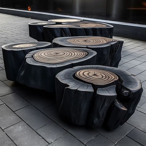 Captivating Black Log Coffee Table – Transform Your Living Space! Wabi Sabi Furniture, Epoxy Furniture, Log Coffee Table, Cabin Retreat, Loft Interiors, Chic Spaces, Concrete Wood, Diy Creative Crafts, Charcuterie Boards