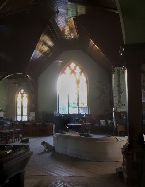 A few photos I shot yesterday afternoon of main room on my iPhone. The light was beautiful! *For those unaware of my journey the last 2 years. I have been converting a 1903 church to loft residence just outside of Pittsburgh.. #Churches #Conversion #Loft #Home #Redesign #Architecture #Historical #Preservation #Gothic #Mckeesport #Pittsburgh #Pennsylvania #GlenJackson Cathedral House Interior Design, Scotland Mansion, Church House Conversion, Church Converted To Home, Converted Church House, Gothic Church Interior, Historic Victorian Homes, Cool Attic Rooms, Home Redesign