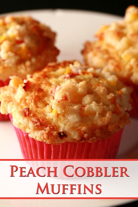 Peach Muffin Recipes, Cobbler Muffins, Pear Cobbler, Peach Cobbler Muffins, Pear Muffins, Peach Muffins, Peach Dessert Recipes, Cobbler Topping, Pumpkin Spice Muffins