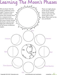 Learning the Moon's Phases The Moon Phases, Third Grade Science, 4th Grade Science, 6th Grade Science, 5th Grade Science, Earth And Space Science, Phases Of The Moon, Science Worksheets, Homeschool Science