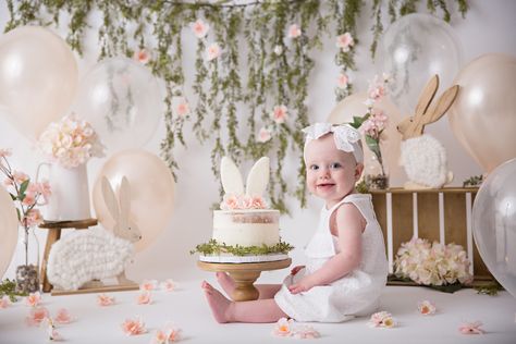 Some Bunny Is One Cake Smash, Bunny Cake Smash, Bunny Smash Cake, Garden Cake Smash, Happy Birthday Sweet Girl, Bunny Birthday Theme, Bunny Garden, Bunny Birthday Party, Garden Cake