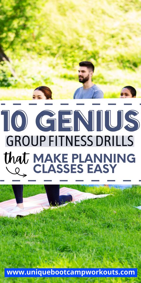 group fitness class ideas for group fitness trainers who want to plan more exciting workouts. Fun Group Exercise Ideas, Fun Bootcamp Workouts, Fun Gym Workouts For Women, Fun Group Workout Ideas, Group Fitness Class Ideas Workout Routines, Group Training Workouts, Group Exercise Workouts, Group Exercise Class Ideas, Bootcamp Ideas