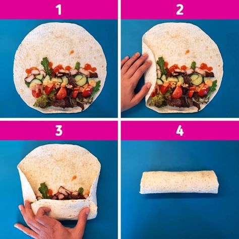 Shawarma Wrap, Sliced Meat, Tortilla Wraps, Food Recepie, Culinary Skills, Flatbread, 5 Minute Crafts, Burritos, Tasty Dishes