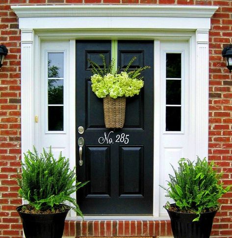 Stylish house numbers give your front door a classy vintage look! You will receive the item exactly as shown in the photos - the letters: No. and your address number as specified in the notes when purchasing - up to 5 numbers long. If you do not indicate numbers in the notes, we will use your Front Door Numbers, Front Door Plants, Pintu Interior, Front Door Ideas, Black Front Door, Red Front Door, Vinyl House, Black Front Doors, Farmhouse Front Door