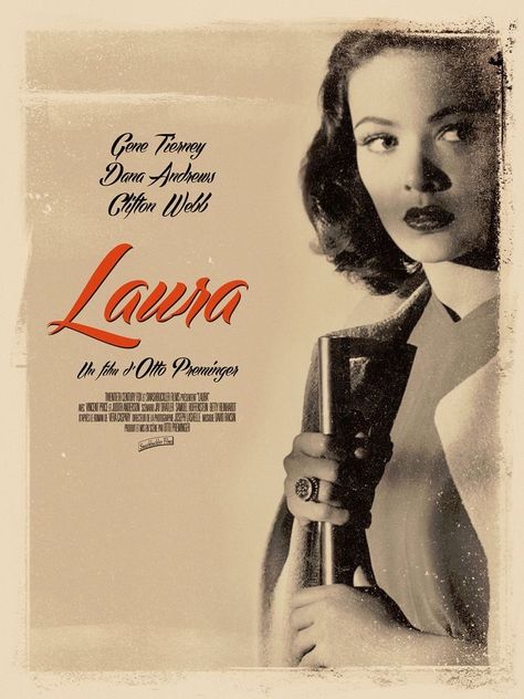 Laura Movie, Laura 1944, Classic Film Noir, Dana Andrews, Old Hollywood Movie, Gene Tierney, Old Movie Posters, Film Posters Art, Noir Movie