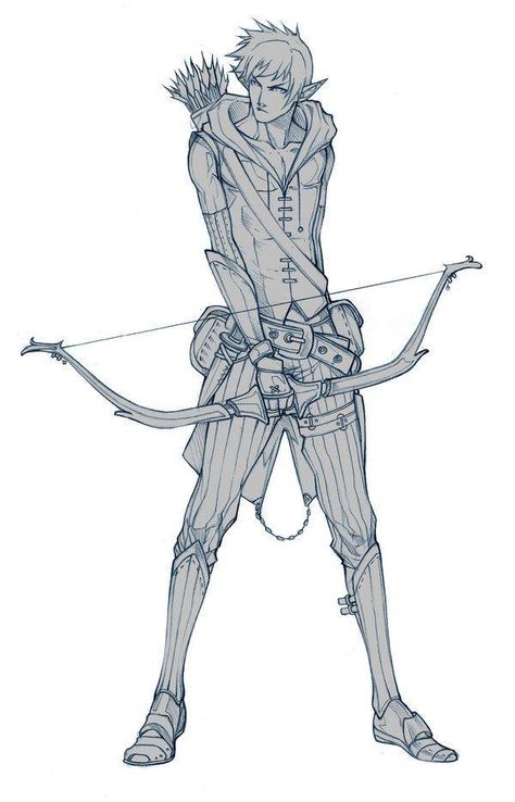 Archer Pose, Archery Poses, Archer Characters, Character Design Challenge, Bow And Arrow, Character Sketches, Wow Art, Character Design Male, Character Sketch