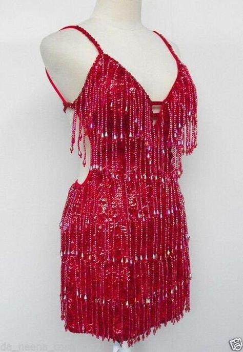 This is a detailed tutorial on how to make beaded fringes and how to sew them to your dress or fabric. It's an easy DIY. Salsa Outfit Dance, Salsa Dance Outfit, Red Salsa Dress, Quince Surprise Dance Outfits, Fringe Dress Outfit, Fringe Dance Dress, Surprise Dance Outfits, Salsa Outfit, Beaded Fringe Dress