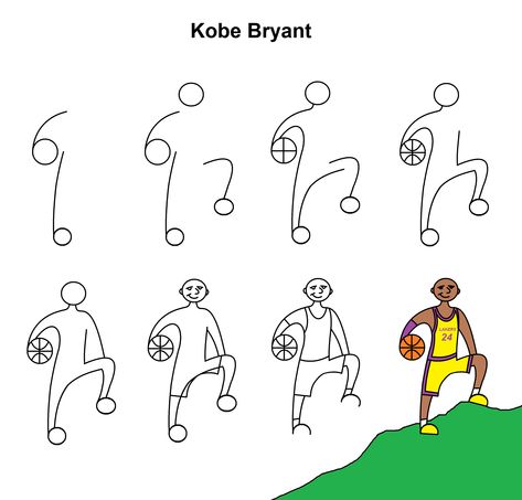 Kobe Bryant Sketch, Kobe Bryant Drawing, Sketch Drawing Easy, Easy Contour, Bryant Lakers, How To Draw Steps, Contour Drawing, Drawing Exercises, Sports Figures