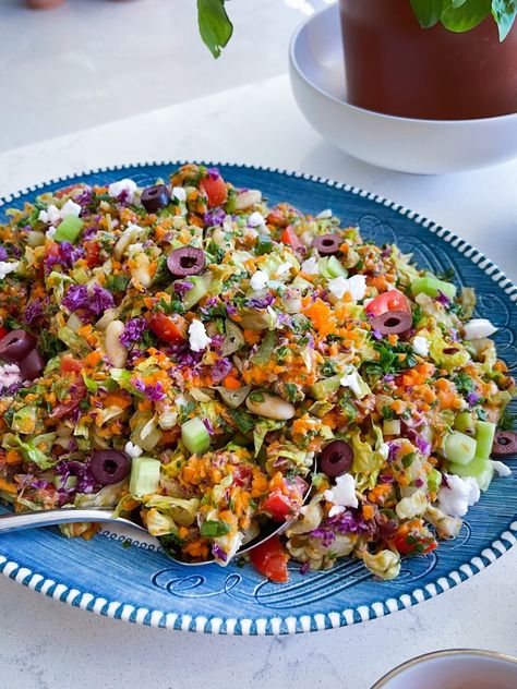 Summer Healthy Dinner, Vegan Chopped Salad, Nikki Vegan, Summer Meal Prep, Dairy Free Salad Dressing, Homemade Peanut Sauce, Dairy Free Salads, Vegan Feta Cheese, Vegan Salad Dressing