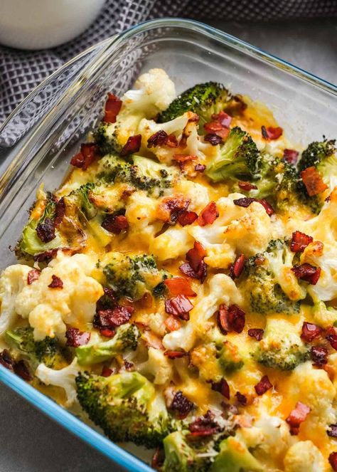 Cheesy Broccoli Cauliflower Casserole - The Best Keto Recipes Broccoli And Cauliflower Side Dish, Cheesy Broccoli Cauliflower Casserole, Cauliflower Bacon Casserole, Cheesy Broccoli Cauliflower, Cauliflower Cheese Casserole, Broccoli Cauliflower Recipes, Cauliflower And Broccoli Cheese, Broccoli Cauliflower Casserole, Cauliflower Side Dish