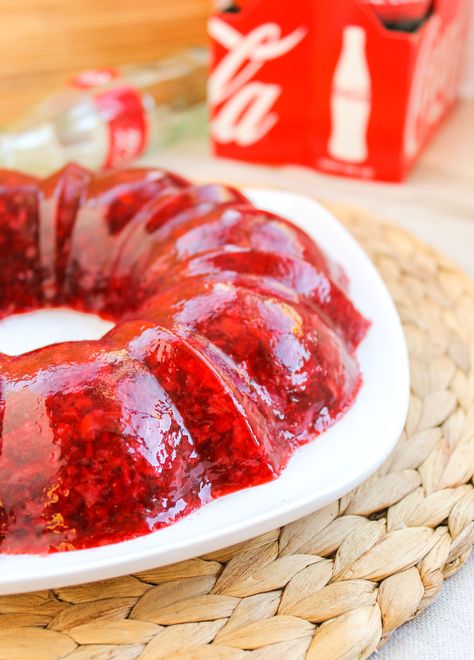 Coca-Cola Jello Salad with Cherries // The jello salad is perfect for family get-togethers and holidays! Recipes With Crushed Pineapple, Salad With Cherries, Coca Cola Cherry, Cola Recipe, Congealed Salad, The Food Charlatan, Jello Desserts, Food Charlatan, Jello Salad