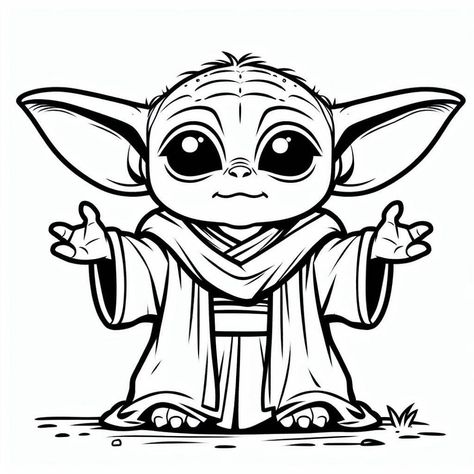 Image of Baby Yoda coloring page Starwars Coloring Pages For Kids, Star Wars Yoda Drawing, Cute Disney Coloring Pages, Baby Yoda Dibujo, Baby Yoda Coloring Page, Yoda Coloring Page, Baby Yoda Tattoo, Baby Yoda Drawing, Star Wars Coloring Pages