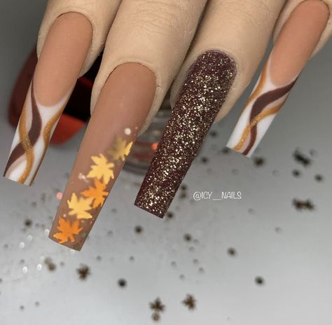 Nude Nails Fall 2024, Thanksgiving Stiletto Nails, Fall/christmas Nails, Nails For November Fall, Almond Nails Fall Design, Coffin Nails Designs Fall, Fall Nails For Kids, Brown Thanksgiving Nails, Pink Fall Nails Designs