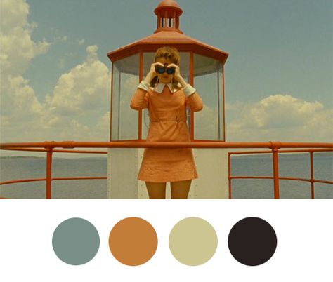 Wes Anderson Palettes - Moonrise Kingdom Wes Anderson Color Palette, Wes Anderson Style, Movie Color Palette, Wes Anderson Films, Moonrise Kingdom, Wes Anderson, Trik Fotografi, Home Decor Paintings, First Art