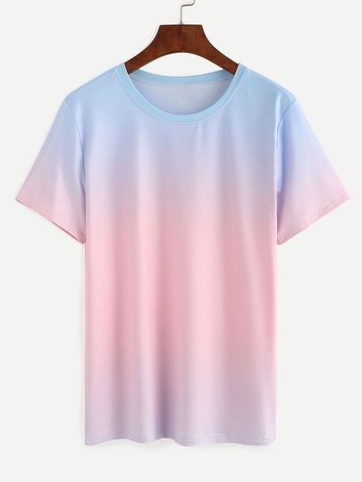 Shop Blue Pink Ombre T-shirt online. SheIn offers Blue Pink Ombre T-shirt & more to fit your fashionable needs. Dip Dye T Shirts, Ombre Shirt, Pastel Ombre, Color Block Tee, Rayon Shirt, Sweatshirt Outfit, Pink T Shirt, Pink Tee, Cropped Sweatshirt