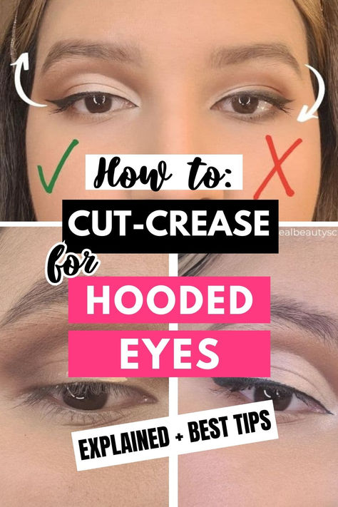 Hooded eyes? I got you! I am a Hooded eye makeup artist and makeup expert that is also obsessed with hooded eye makeup tricks. Here's exactly what I do to get the perfect cut crease eyeshadow on Hooded eyes, hooded eyelids, droopy eyelids, droopy eyes, fallen eyes, aging eyes makeup tips Hazel Eye Makeup Hooded Eyes, How To Do A Smokey Eye On Hooded Eyes, Hooded Eye Makeup Diagram, Make Up For Eyelid Fallen, Makeup Over 40 Hooded Eyes, Eyeshadow Looks For Brown Hooded Eyes, Smokey Makeup For Hooded Eyes, Brown Eye Makeup For Hooded Eyes, Smokey Eye For Hooded Blue Eyes