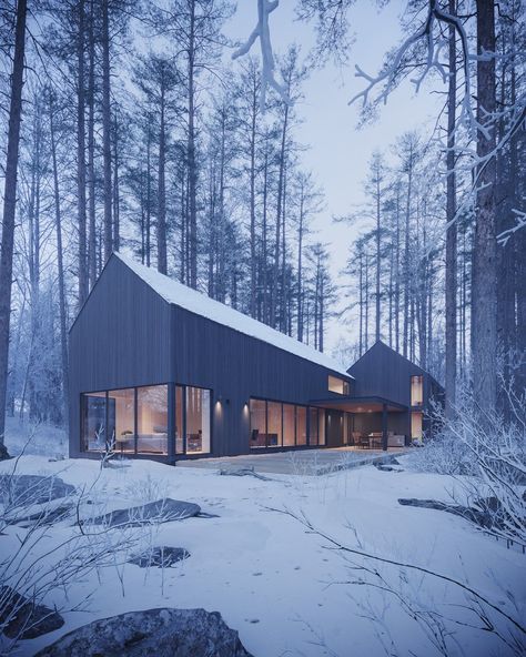 The Long House Design A House, Modern Contemporary House Plans, Studio Architecture, Scandinavian Architecture, Long House, Luxury Modern Homes, Architecture Modern, Canadian Winter, Modern Barn House