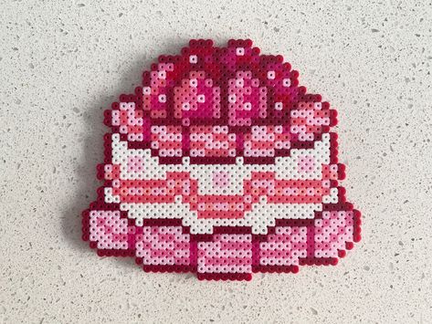 Strawberry Birthday Cake- Pixel Perler Beads Art, Can be Fridge Magnet, Keychain, Phone Charm, and Badge! --Size-- Plain: 3 3/8 inches tall by 4 inches wide. Plain: 8.5 cm tall by 10 cm wide. --Multiple finishes--  Plain: just keep it simple Magnet: a black magnet Keychain: a simple iron ring Phone charm: a black mobile phone strap Badge: a small white safety Pin-Brooch --Customized-- Don't hesitate to contact me on Etsy or by email at csyclara0122@gmail.com if you have any questions or requests Birthday Cake Perler Beads, Birthday Cake Pixel Art, Birthday Perler Bead Patterns, Perler Beads Big Designs, Detailed Perler Bead Patterns, Coquette Perler Beads, Strawberry Perler Bead Pattern, Y2k Perler Beads, Birthday Perler Beads