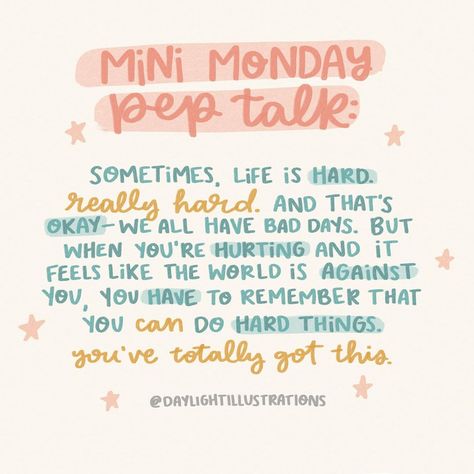 elizabeth 💛 on Instagram: “another monday, another pep talk!! ✌🏻 . . . . #mentalhealth #mentalhealthmatters #mentalhealthawareness #mentalhealthsupport…” Self Pep Talk, Mini Monday Pep Talk, Pep Talk Quotes, Positive Quotes Work, Monday Pep Talk, Mini Pep Talk, Monday Thoughts, Weekly Reminder, Positive Daily Quotes