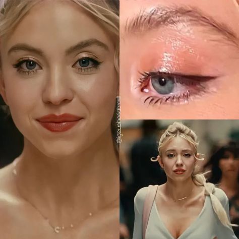 Cassie Makeup Looks, Sydney Sweeney Eye Makeup, Euphoria Makeup Cassie, Cassie Howard Makeup, Cassie Makeup, Pink Skin Tone, Cassie Howard, Lily Rose Depp Style, Brown Girls Makeup