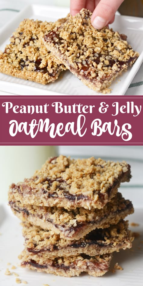 The Life of Jennifer Dawn: Peanut Butter and Jelly Oatmeal Bars Snacks Made With Oats, Peanut Butter Jelly Oats, Peanut Butter And Jelly Oatmeal Bars, Recipes With Jelly, Jelly Oatmeal Bars, Peanut Butter And Jelly Oatmeal, Peanut Butter Oatmeal, Oatmeal Bars, Oat Bars