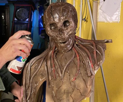 Diy Vecna Prop, Stranger Things Series, Skeleton Arm, Plastic Skeleton, Gaffer Tape, Prop Making, The Stranger, Cling Wrap, Very Scary