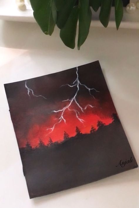 Please subscribe to my youtube channel #acrylic #acrylicpainting #art #artwork #lightning #easydrawing #redsky #youtube #artsupplies #supportart Paint Inspiration Aesthetic, Red Canvas Painting Ideas Easy, Red Acrylic Painting Ideas, How To Paint Lightning, Lightning Painting Acrylic, Paintings Canvas Easy, Red Painting Ideas, Red Sky Painting, Red Canvas Painting