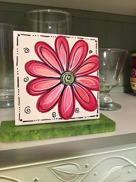 Tile Painting Ideas Art, Hand Painted Ceramic Tiles, Tile Painting Craft, Painted Tiles Art, Ceramic Tile Projects, Painting On Ceramic Tiles, Painting Coasters Ideas, Tile Painting Ideas, Tile Painting Art