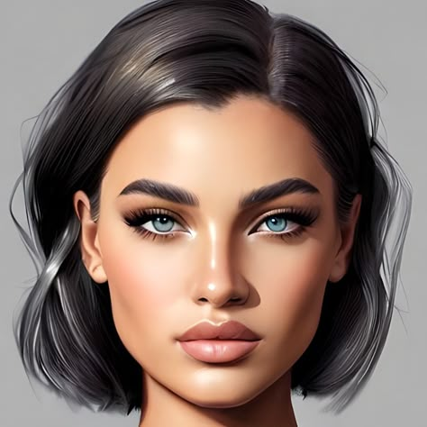 Model Sketch, Face Illustration, Skin Color Palette, Face Sketch, Female Profile, Beauty Art Drawings, Digital Portrait Art, Model Face, Sleek Hairstyles