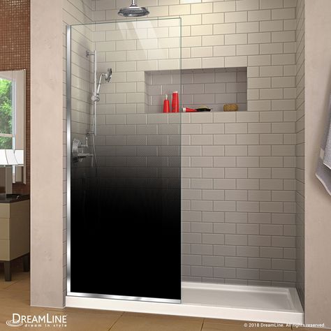 The #DreamLine Linea Ombre is a single panel, walk-in #shower screen, with a #unique patented bold gradient #design, adding sophistication and extravagance to your #bathroom space. Specialized PixelGlaze #technology used to create the pattern is highly durable and nearly maintenance-free. Frameless Shower Screen, Chrome Shower Door, Black Shower Doors, Walk In Shower Designs, Contemporary Shower, Frameless Shower Doors, Casa Container, Bathroom Remodel Shower, Frameless Shower