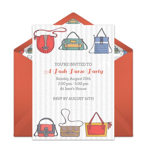 Customizable, free Purse Party online invitations. Easy to personalize and send for a purse party. #punchbowl Purse Party Ideas, Kitty Ideas, Women Ideas, Party Purse, Online Parties, Relief Society, Online Invitations, Event Ideas, Pocket Book